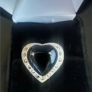 New In Box! Sz 8.5! Sterling Silver 925 Ring! Black Onyx with Marcasite! 🖤🖤🖤